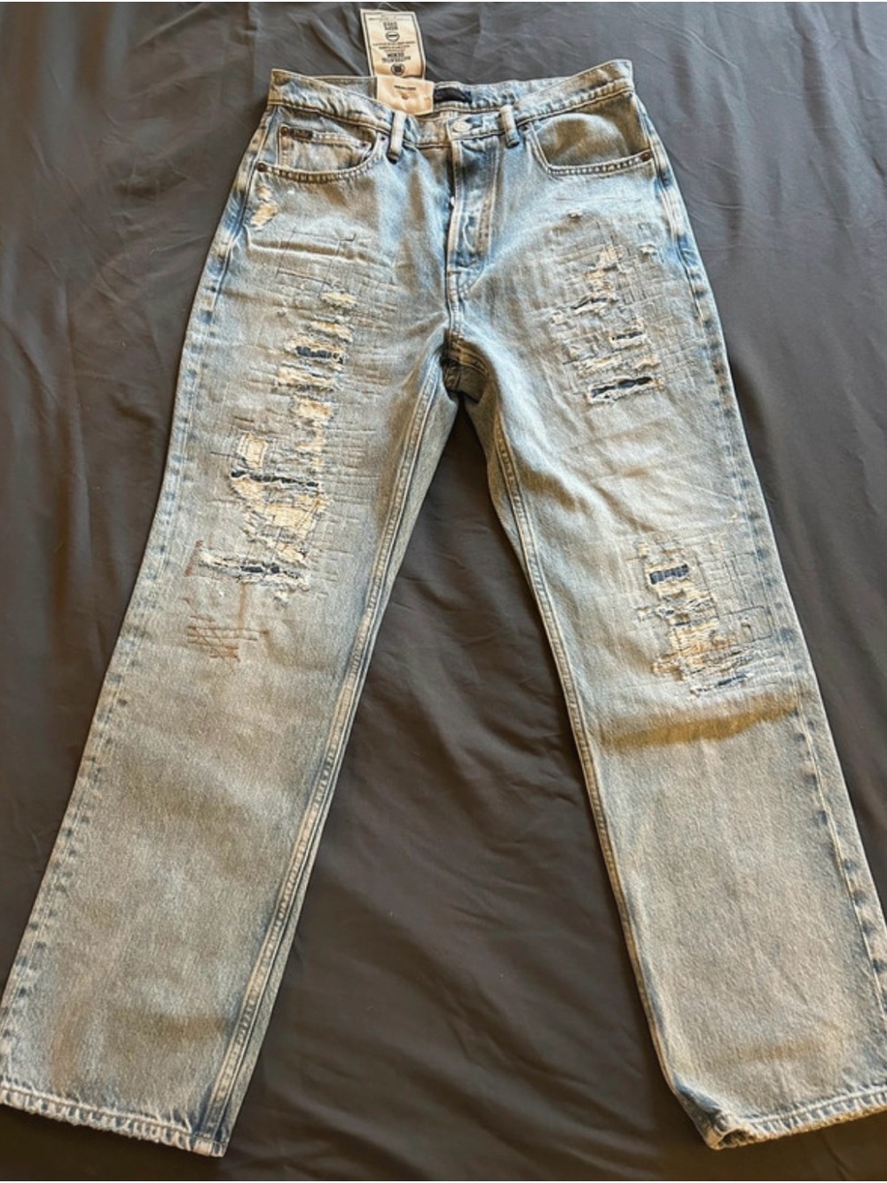 Ralph Lauren Light Blue Straight Jeans with Distressed Detail